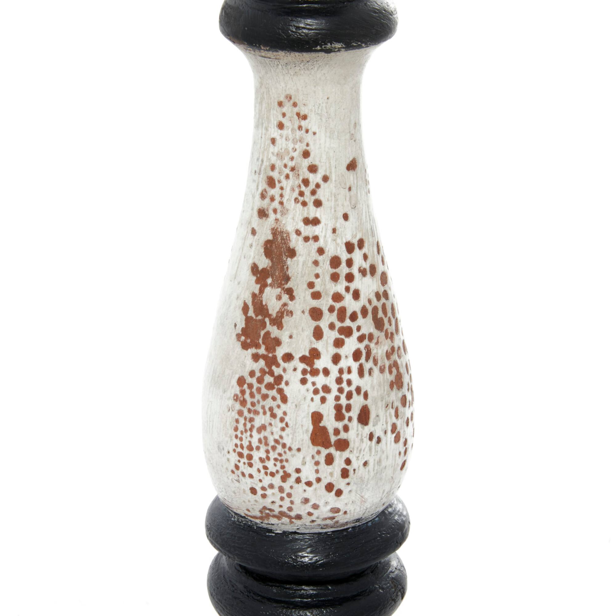 16" Black & White Wood Farmhouse Candlestick Holder Set